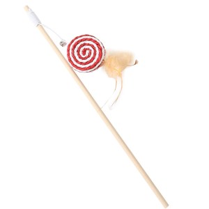 Cotton and linen wooden pole cat teasing stick